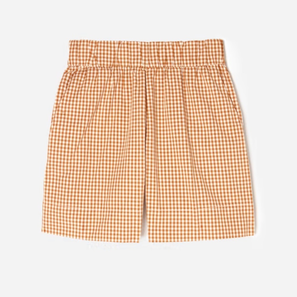 Everlane Easy Shorts in Burnt Orange Gingham Print